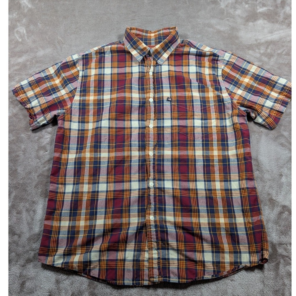 Polo Jeans Co Ralph Lauren Shirt Mens Large Multicolor Plaid Short Sleeve Button